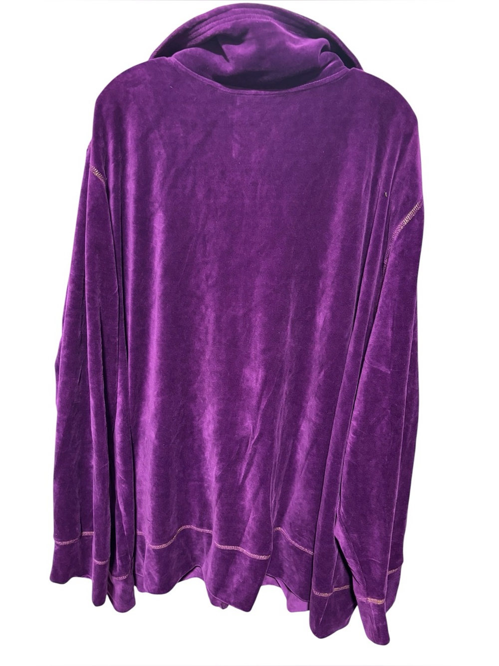 Liz & Me Deep Purple Velour Zip-Up Jacket with Gold Stitching – Size 5X – NWT - Picture 3 of 5